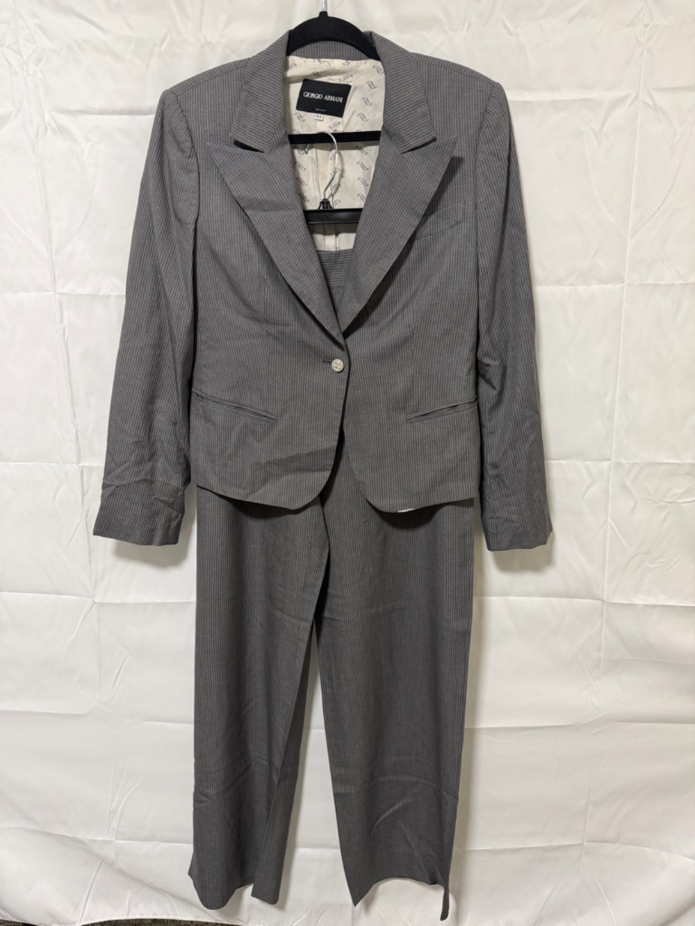 Giorgio Armani Women's Gray Pinstripe Two-Piece Pantsuit